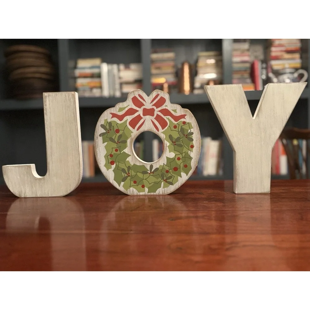 Burton & Burton‎ Wood J-O-Y Christmas Holiday Sign